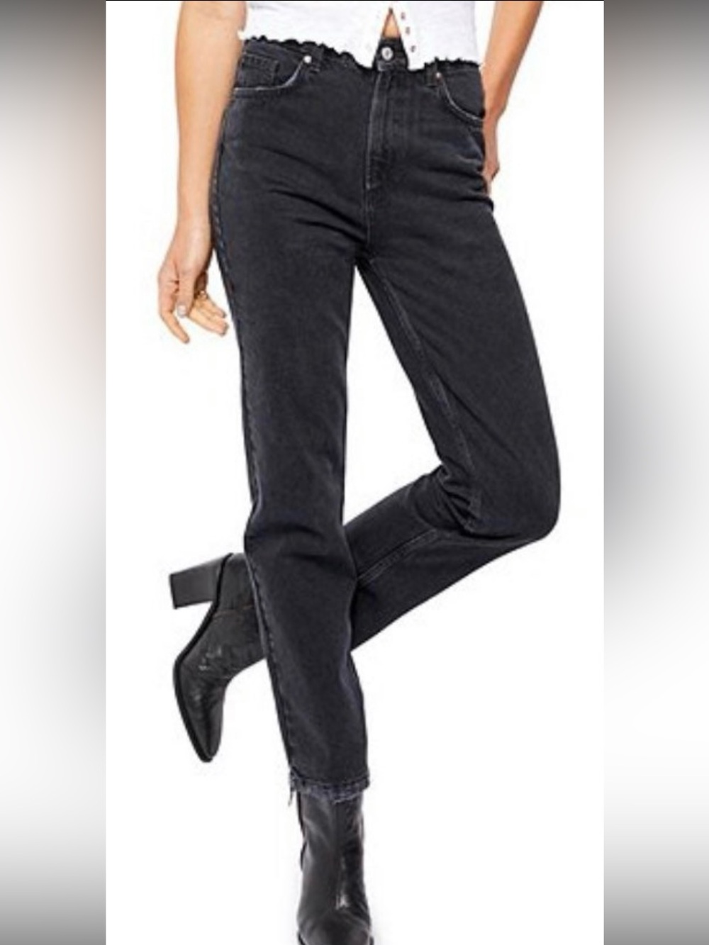 Free People Black Washed Straight Jeans - Like New
Size 27